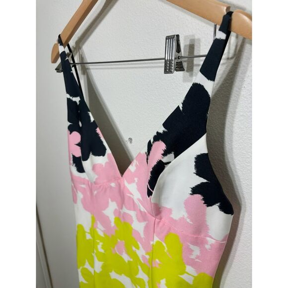 Milly Floral Sheath Dress Size 10 Preppy Spring Mini Slip Pink green black NWOT - Picture 6 of 8